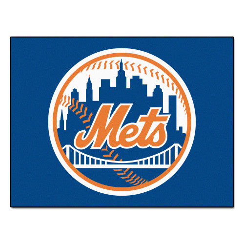 33.75" x 42.5" Blue and Orange MLB New York Mets Rectangular All-Star Mat Outdoor Area Rug - IMAGE 1