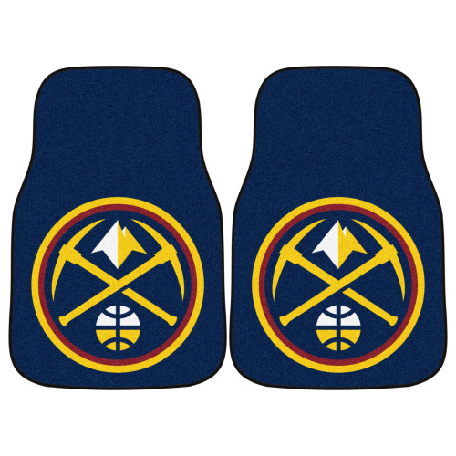 Set of 2 Blue and Gold NBA Denver Nuggets Front Carpet Car Mats 17" x 27" - IMAGE 1