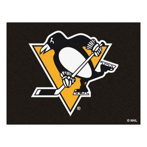 33.75" x 42.5" Black and White NHL Pittsburgh Penguins All Star Non-Skid Mat Rectangular Area Rug - IMAGE 1