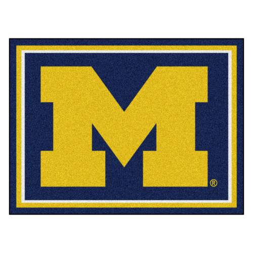 7.25' x 9.75' Yellow and Blue NCAA University of Michigan Wolverines Plush Rectangular Area Rug - IMAGE 1