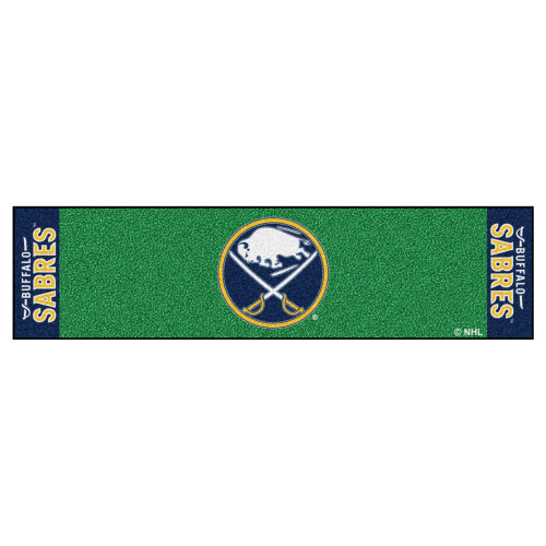18" x 72" Green and Black NHL Buffalo Sabres Putting Green Mat Golf Accessory - IMAGE 1