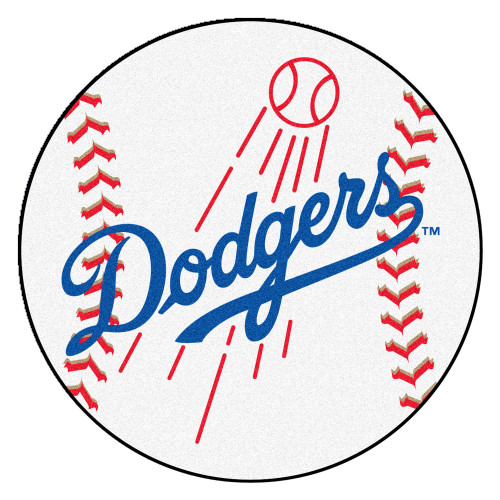 27" White and Blue MLB Los Angeles Dodgers Baseball Mat - IMAGE 1