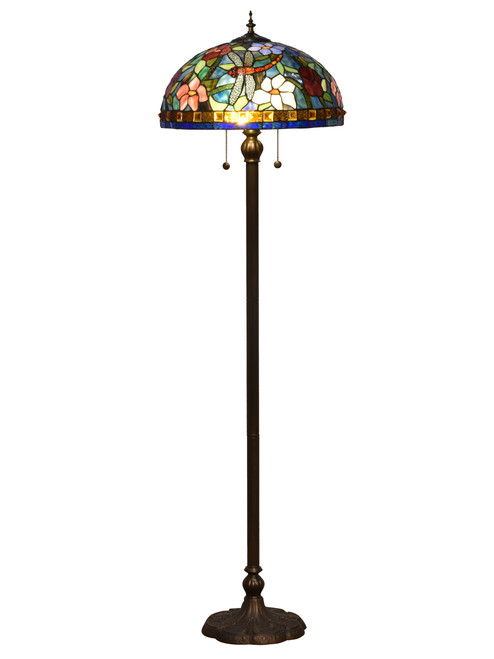 62" Vibrantly Colored Tiffany Floor Lamp with Round Base - IMAGE 1