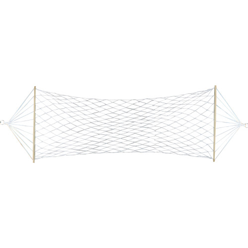 Lattice Macrame Rope Hammock with Wooden Bars - 78" x 31" - White - IMAGE 1