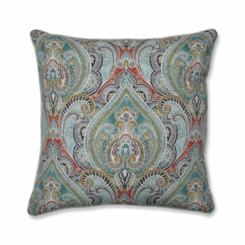 Damask Pattern Square Floor Pillow - 25" - Multicolor - IMAGE 1