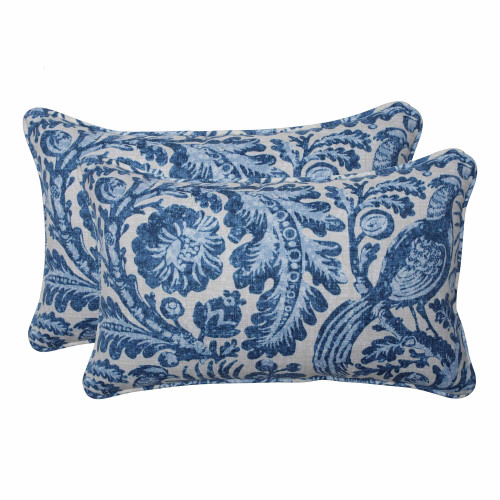 Set of 2 Blue and White Pheasant Bird Printed Outdoor Throw Pillows 18.5" - IMAGE 1
