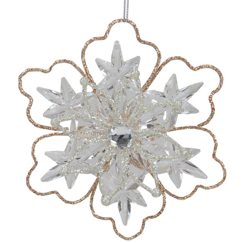 5.25" Gold Glitter Winter Snowflake Christmas Ornament - IMAGE 1