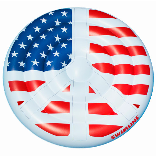 Red and Blue Stars, Stripes, Peace Sign Swimming Pool Float, 60-Inch - IMAGE 1