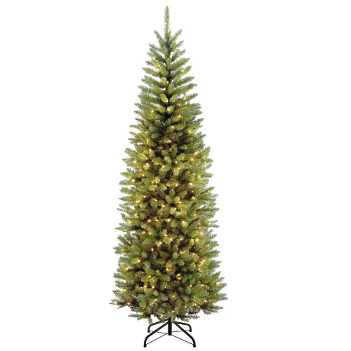 7.5’ Pre-lit Kingswood Fir Slim Artificial Christmas Tree, Clear Lights - IMAGE 1