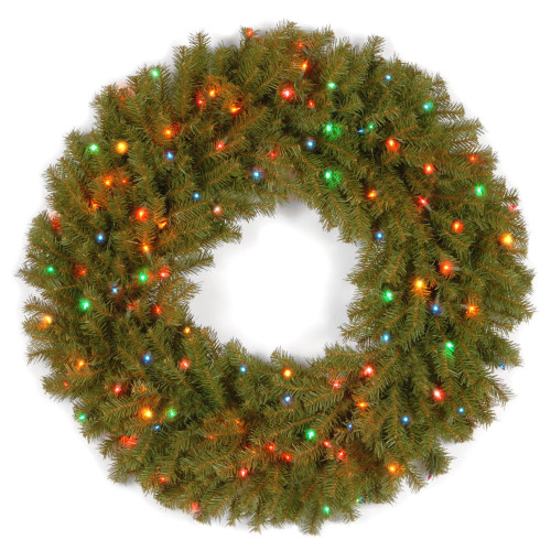Pre-Lit Norwood Fir Artificial Christmas Wreath - 36-Inch, Multi-color Lights - IMAGE 1