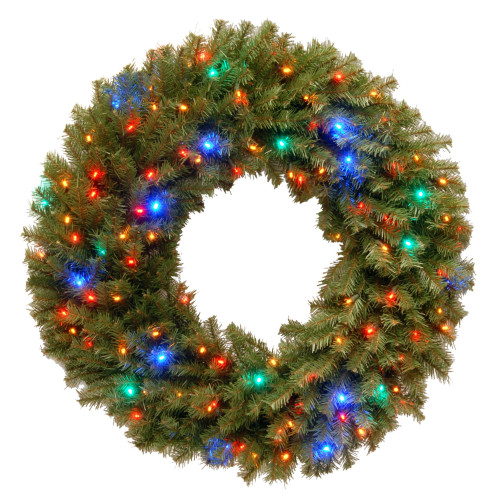 Pre-Lit Norwood Fir Artificial Christmas Wreath, 36-Inch, Multicolor LED Lights - IMAGE 1