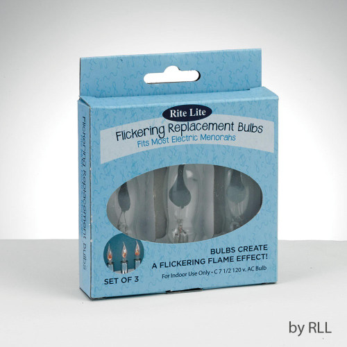 Set of 3 Clear Electric Menorah Flickering Hanukkah Replacement Bulbs 3" - IMAGE 1
