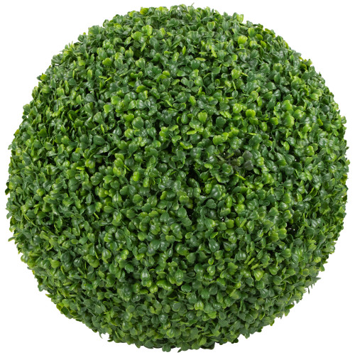 19" Two Tone Green Artificial Boxwood Topiary Ball - IMAGE 1