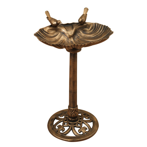 31.5" Bronze Antique Style Shell Shaped Outdoor Patio Birdbath - IMAGE 1