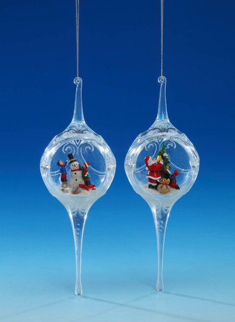 Set of 4 Santa and Snowman Egg Ornaments 8” - IMAGE 1