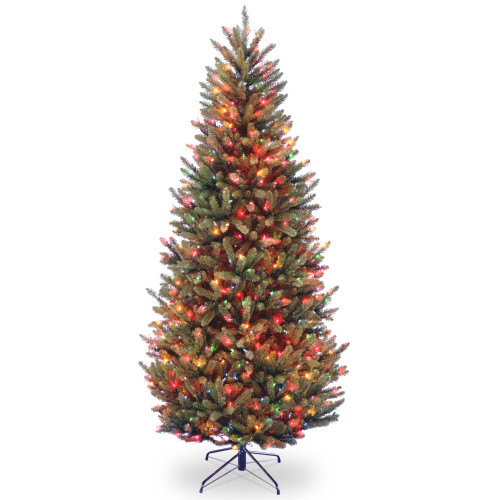 7.5’ Pre-Lit Slim Natural Fraser Fir Artificial Christmas Tree, Multicolor Lights - IMAGE 1