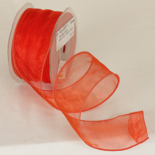 Orange Wired Edge Organza Craft Ribbon 2" x 27 Yards - IMAGE 1