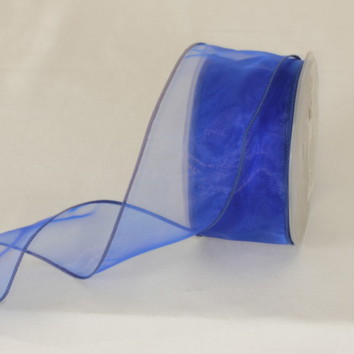 Royal Blue Organza Wired Edge Craft Ribbon 2" x 27 Yards - IMAGE 1