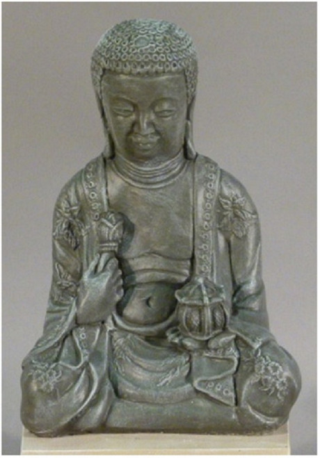 20" Ash Finished Large Meditating Buddha Outdoor Garden Statue - IMAGE 1