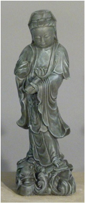 25" Asian Woman Outdoor Garden Statue - Ash Finish - IMAGE 1