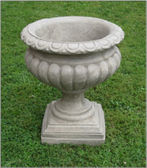 Set of 2 Marble Finished Outdoor Garden Fluted Urn Planters 27" - IMAGE 1