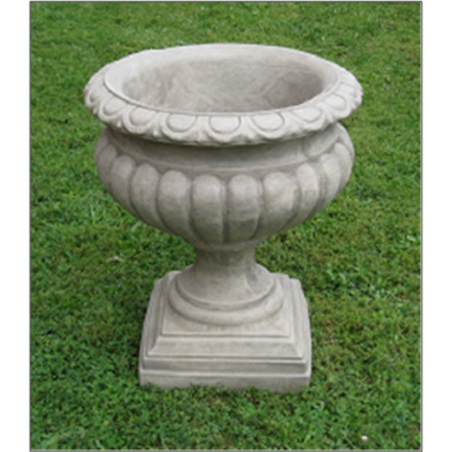 Fluted Outdoor Garden Urn Planters - 27" - Mocha Finish - Set of 2 - IMAGE 1
