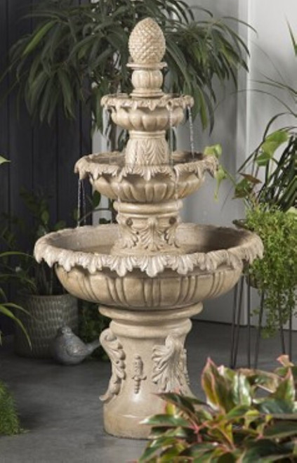 Three-Tier New Orleans Outdoor Garden Water Fountain - 53" - Limestone Finish - IMAGE 1