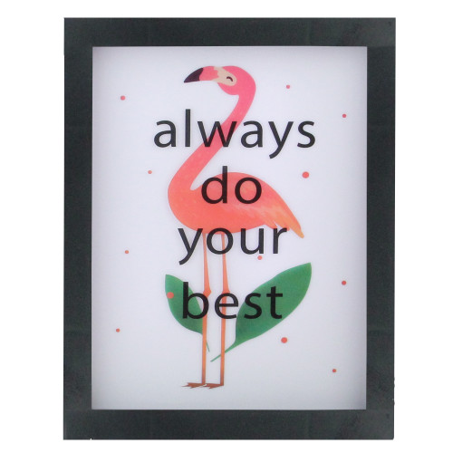 LED Lighted Always Do Your Best Flamingo Framed Wall Sign - 9" x 7" - IMAGE 1