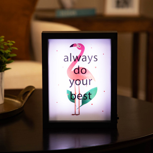 LED Lighted Always Do Your Best Flamingo Framed Wall Sign - 9" x 7" - IMAGE 1