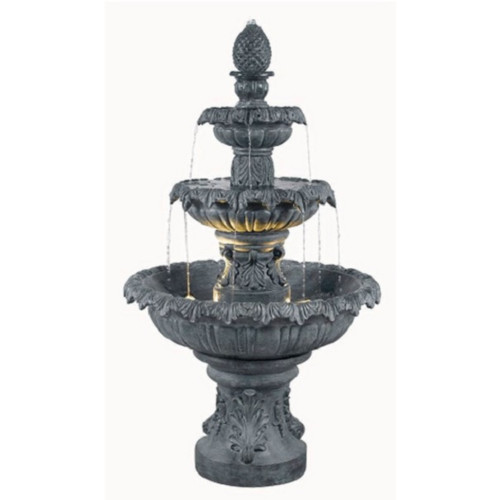 Three-Tier New Orleans Outdoor Garden Water Fountain - 53" - Old Stone Finish - IMAGE 1