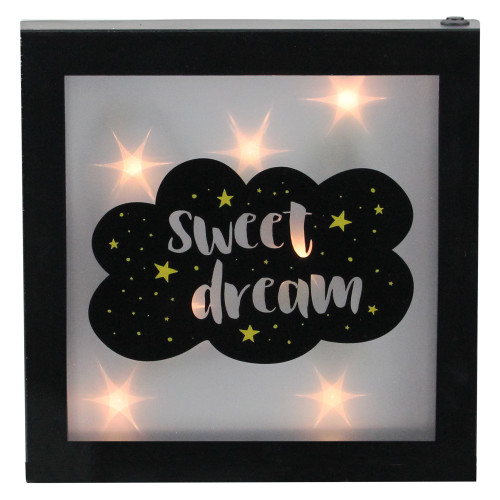 9” Battery Operated LED Lighted “Sweet Dream” Cloud Framed Night Light Box - IMAGE 1