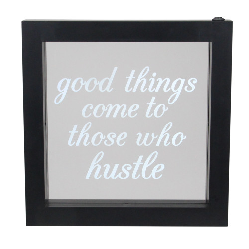 LED Lighted Good Things Come to Those Who Hustle Framed Wall Sign - 9" x 9" - IMAGE 1
