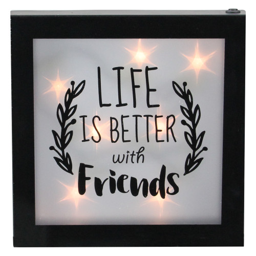 LED Lighted "Life is Better with Friends" Framed Wall Decoration - 9" - IMAGE 1