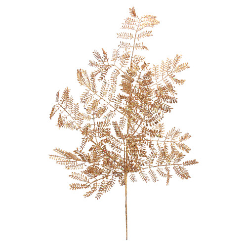 28" Brown Glittered Mimosa Tree Leaf Autumn Spray - IMAGE 1
