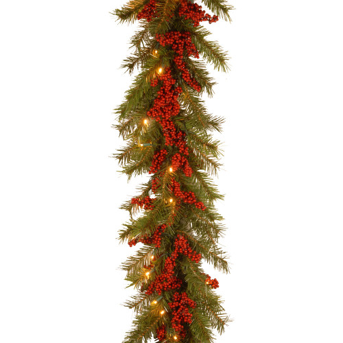 9' x 14" Pre-Lit B/O LED Valley Pine Artificial Christmas Garland – Warm White Lights - IMAGE 1