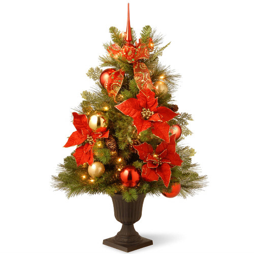 3' Pre-lit Potted Decorative Holidays Entrance Artificial Christmas Tree – Clear Lights - IMAGE 1