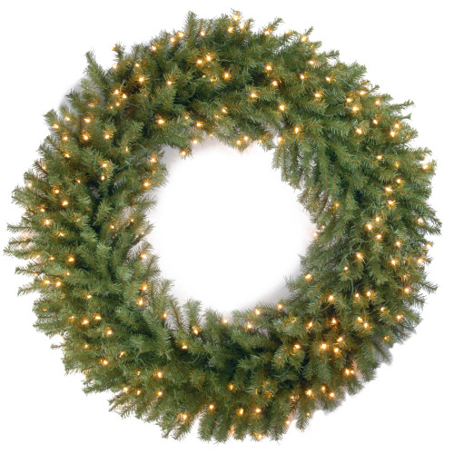 Pre-Lit Norwood Fir Artificial Christmas Wreath, 48-Inch, Clear Lights - IMAGE 1