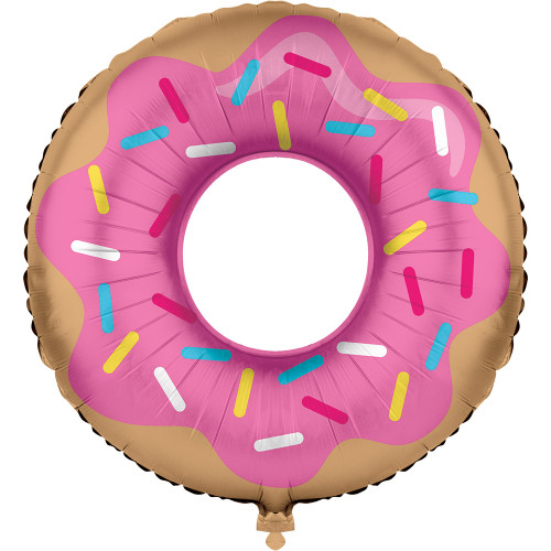 Club Pack of 10 Pink and Brown “Donut Time” Decorative Metallic Balloon 30” - IMAGE 1