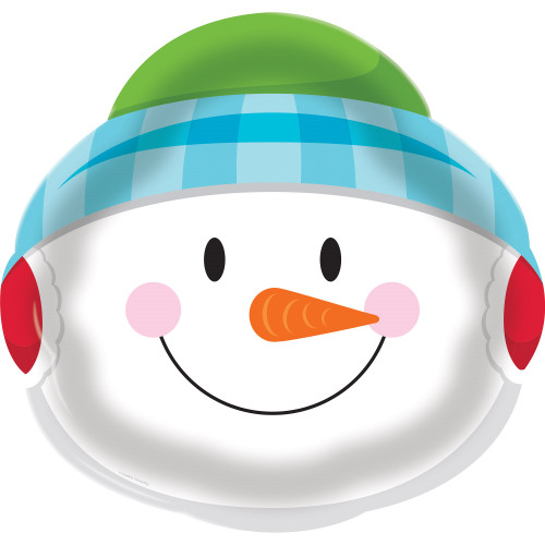 Pack of 12 Multicolored Snowman Face Printed Disposable Plastic Tray 14" - IMAGE 1