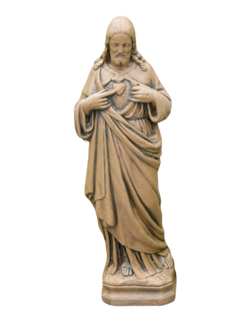 25” Saddle Stone Finish Scared Heart of Jesus Outdoor Patio Statue - IMAGE 1