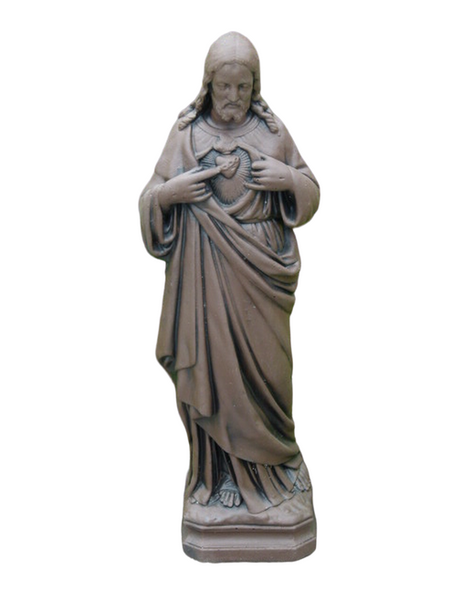 25” Burnt Umber Finish Scared Heart of Jesus Outdoor Patio Statue - IMAGE 1