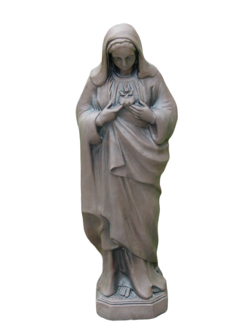 25” Burnt Umber Finish Scared Heat of Mary Outdoor Patio Statue - IMAGE 1