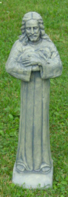25” Jesus with a Lamb Outdoor Patio Statue - Olive Finish - IMAGE 1
