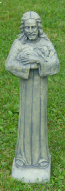 25” Jesus with a Lamb Outdoor Patio Statue - White Finish - IMAGE 1