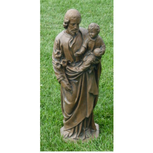St Joseph Outdoor Garden Statue - 25” - River Rock Finish - IMAGE 1