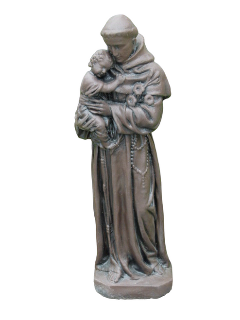 25” Burnt Umber Finished St Anthony Outdoor Statue Decoration - IMAGE 1