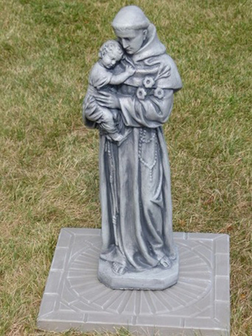 25” Cedar Finished St Anthony Outdoor Statue Decoration - IMAGE 1