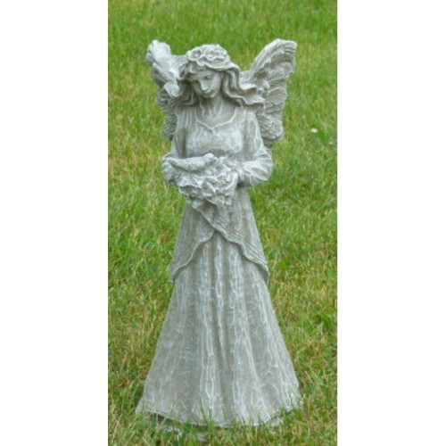Fairy with Dove Outdoor Garden Statue - 18’’ - Taupe Finish - IMAGE 1