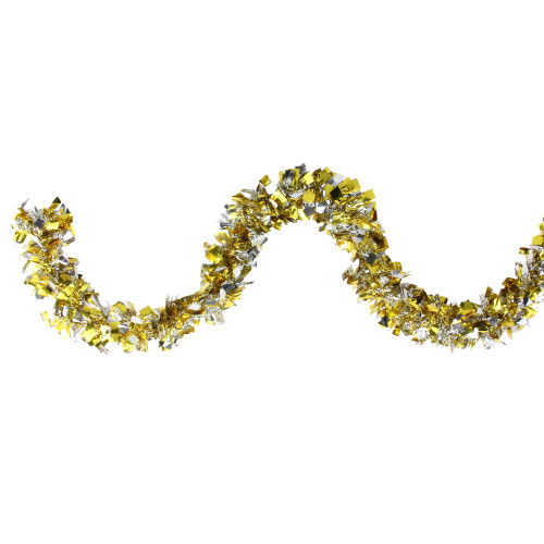 12' x 4" Gold and Silver Boa Wide Cut Tinsel Christmas Garland - Unlit - IMAGE 1