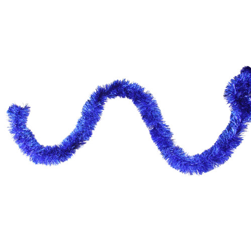 Traditional Christmas Tinsel Garland - 12' x 2.5" - Lavish Blue - Unlit - IMAGE 1